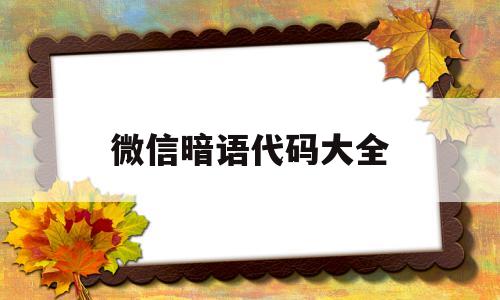 微信暗语代码大全(微信暗语代码大全搞笑)