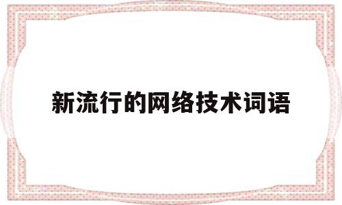 新流行的网络技术词语(网络新词语有哪些2020)