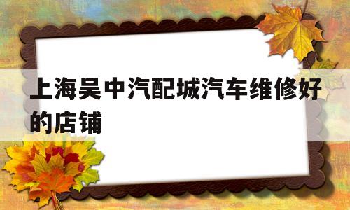 上海吴中汽配城汽车维修好的店铺(上海吴中汽配城汽车维修好的店铺地址)