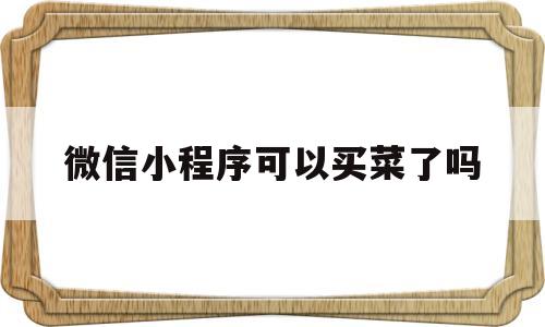 微信小程序可以买菜了吗(微信小程序可以买东西吗?)