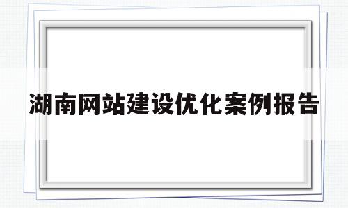 湖南网站建设优化案例报告(湖南网站建设优化案例报告分析)