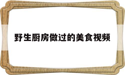 野生厨房做过的美食视频(野生厨房做过的美食视频在线观看)