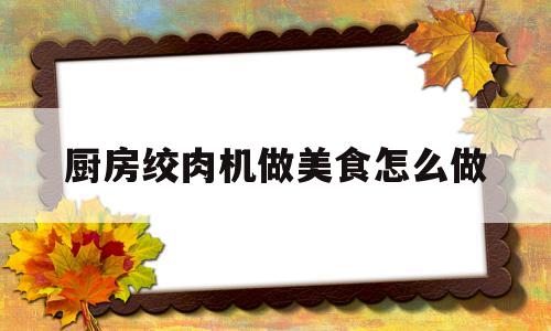 厨房绞肉机做美食怎么做(厨房绞肉机做美食怎么做好吃)