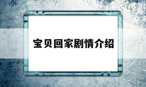 宝贝回家剧情介绍(宝贝回家电视剧百度百科)