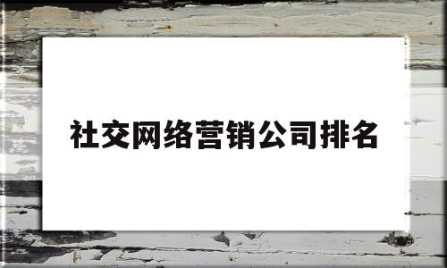 社交网络营销公司排名(社交网络营销公司排名前十)