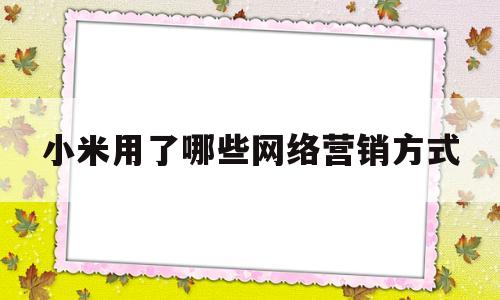 小米用了哪些网络营销方式(小米的网络营销策略案例分析)