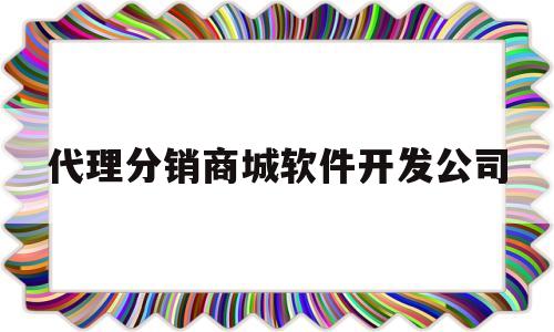 代理分销商城软件开发公司的简单介绍