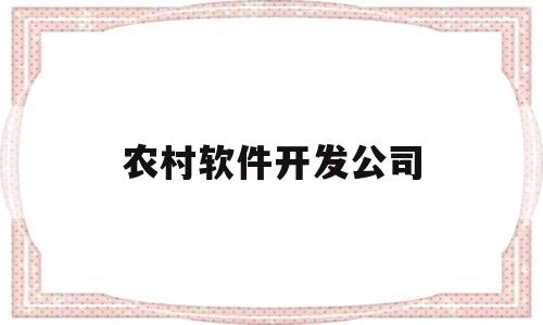 农村软件开发公司(农村软件开发公司怎么样)