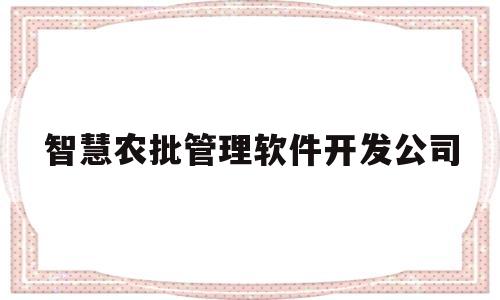 智慧农批管理软件开发公司(智慧农批管理软件开发公司怎么样)