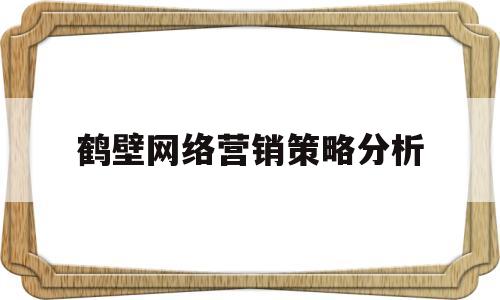 鹤壁网络营销策略分析(网络营销策划案例具体分析)