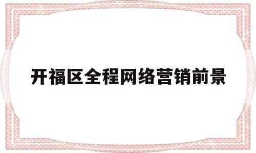 关于开福区全程网络营销前景的信息