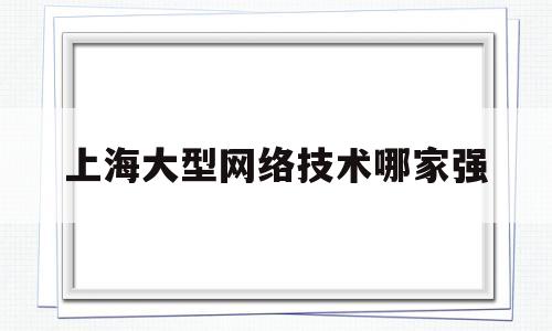 上海大型网络技术哪家强(上海最大的网络公司是哪个)