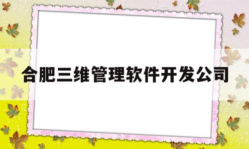 合肥三维管理软件开发公司(合肥三维管理软件开发公司有哪些)