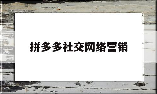 拼多多社交网络营销(拼多多的网络营销策略分析)