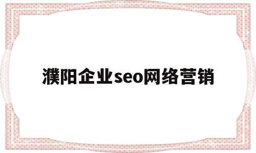 濮阳企业seo网络营销(濮阳企业seo网络营销公司)