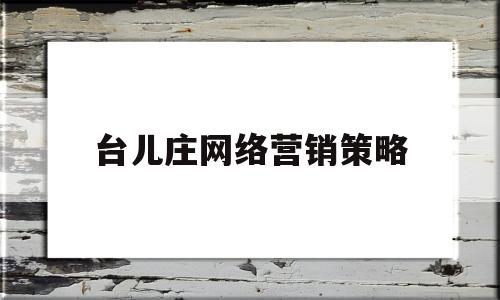 台儿庄网络营销策略(网络营销方案案例范文)