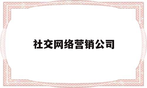 社交网络营销公司(社交网络营销是什么)