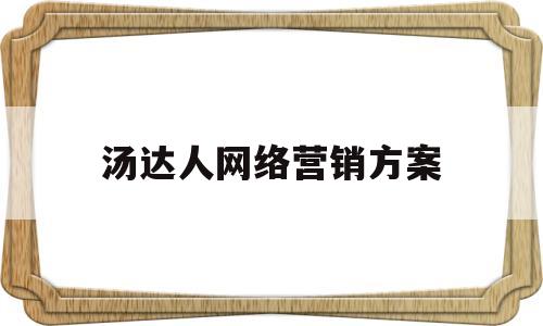 汤达人网络营销方案(汤达人网络营销方案设计)