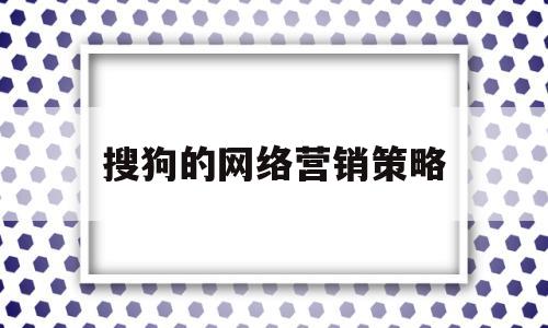 搜狗的网络营销策略(搜狗的网络营销策略有哪些)