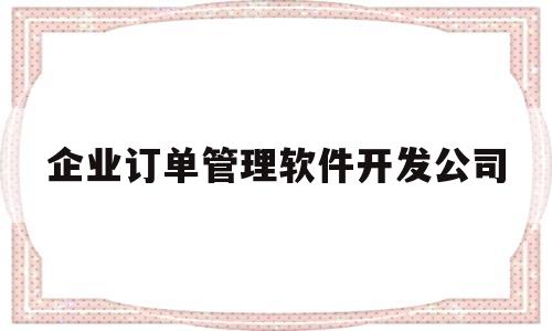 企业订单管理软件开发公司(企业订单管理软件开发公司是什么)