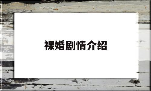 裸婚剧情介绍的简单介绍