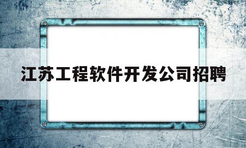 江苏工程软件开发公司招聘(江苏工程招聘网)