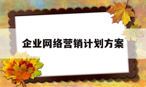 企业网络营销计划方案(企业网络营销计划方案范文)