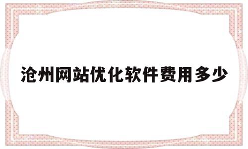 沧州网站优化软件费用多少(网站做优化有用吗)