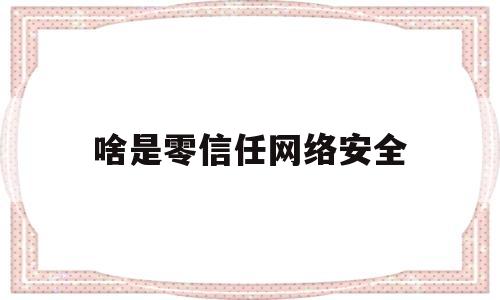 啥是零信任网络安全(什么是零信任安全架构)