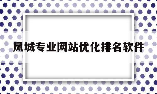 凤城专业网站优化排名软件(凤城信息网)