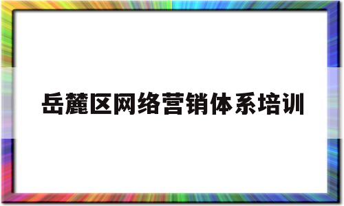 岳麓区网络营销体系培训(网络营销管理培训)