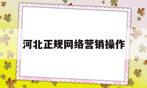 河北正规网络营销操作(保定网络营销)