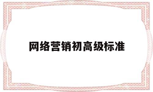 网络营销初高级标准(网络营销从入门到精通)