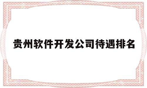 贵州软件开发公司待遇排名(贵州省软件开发行业协会)