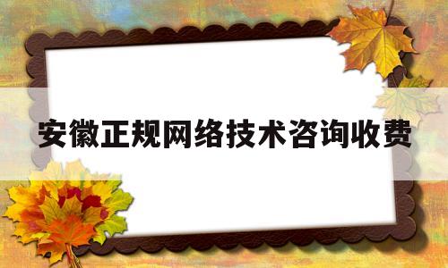 安徽正规网络技术咨询收费(安徽网络科技有限公司经营范围是什么)