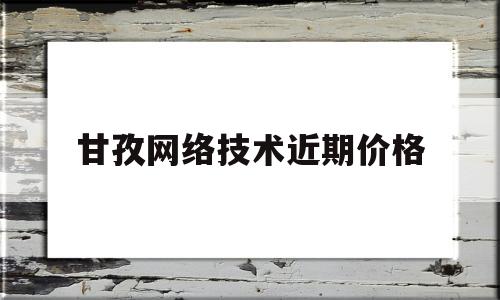 甘孜网络技术近期价格(甘孜科技有限公司)